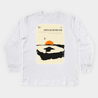 Crater Lake National Park Vintage Minimal Travel Poster Kids Long Sleeve T-Shirt